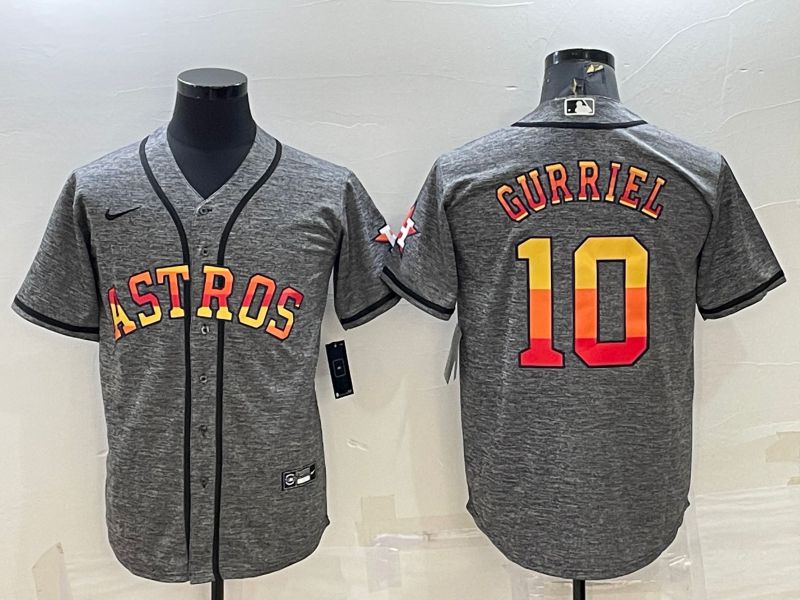 Men Houston Astros 10 Gurriel Grey hemp ash Rainbow Game Nike 2022 MLB Jerseys